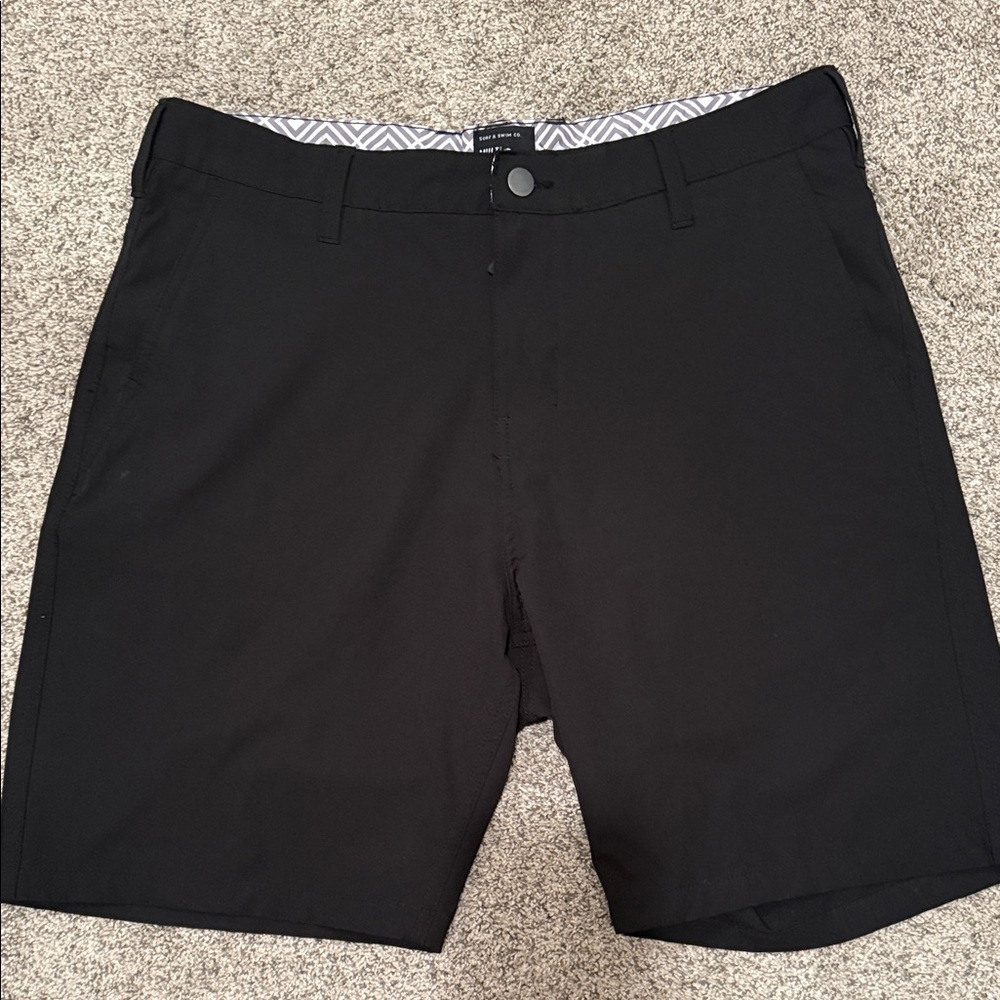 Classic Black Men's Flat Front Shorts
